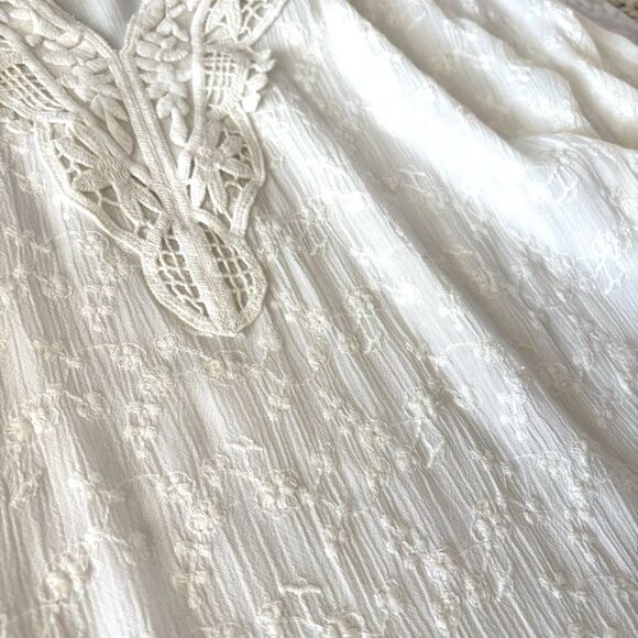 Chicos Shiloh Summer Embroidered Sequin 3/4 Sleeve Relaxed Fit Blouse Size 2 - Picture 10 of 11